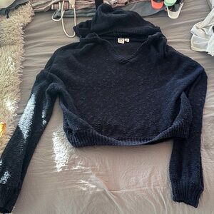 Roxy Black V-Neck Hooded Sweater